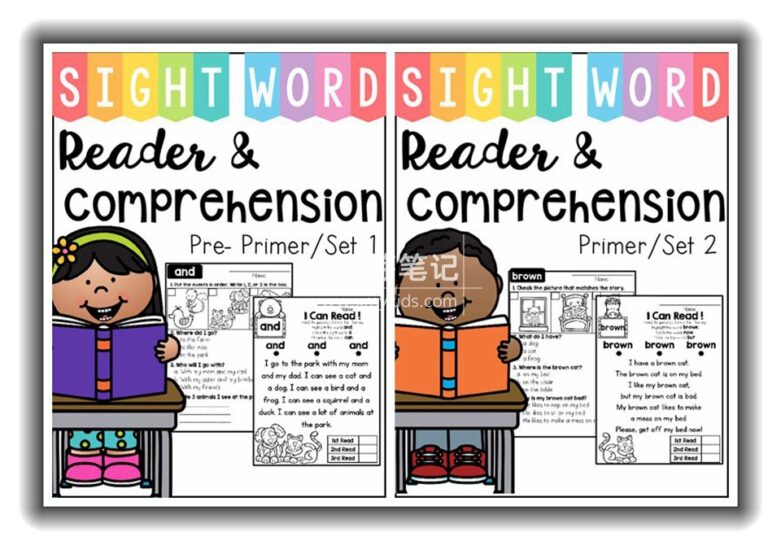 《Sight Word Read Comprehension高频词阅读理解练习册》全3册共200多页,百度云网盘下载!_小萌芽笔记