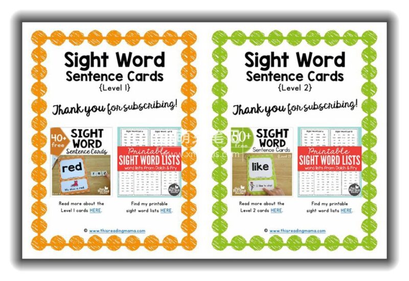 Sight Word Sentence Cards高频词卡片,5册电子版PDF ,百度云网盘下载!_小萌芽笔记